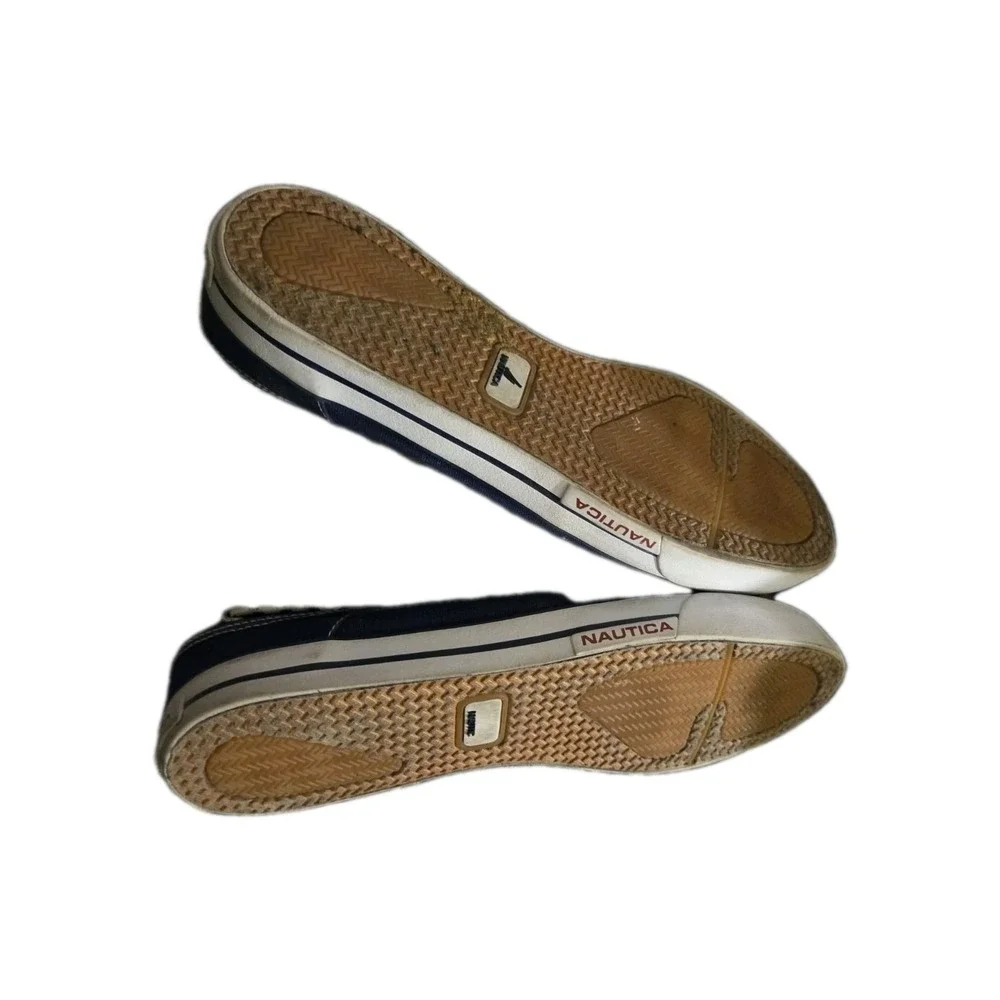 Nautica NM2277N Men's 10.5 Canvas Boat Shoes Navy Deck Slip-On‎ Lace Casual 44.5